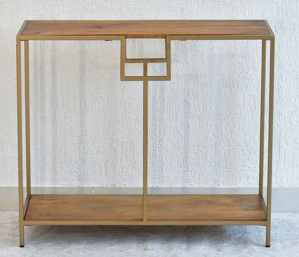 Console Table with White and Gold Metal Design - Decor Mantra 