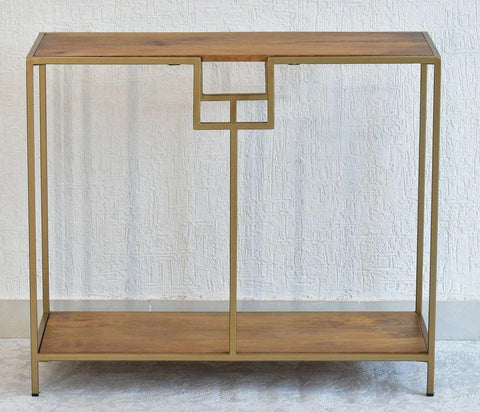 Console Table with White and Gold Metal Design - Decor Mantra 