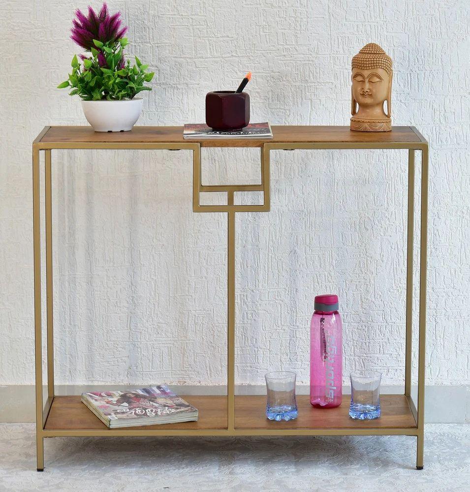 Console Table with White and Gold Metal Design - Decor Mantra 