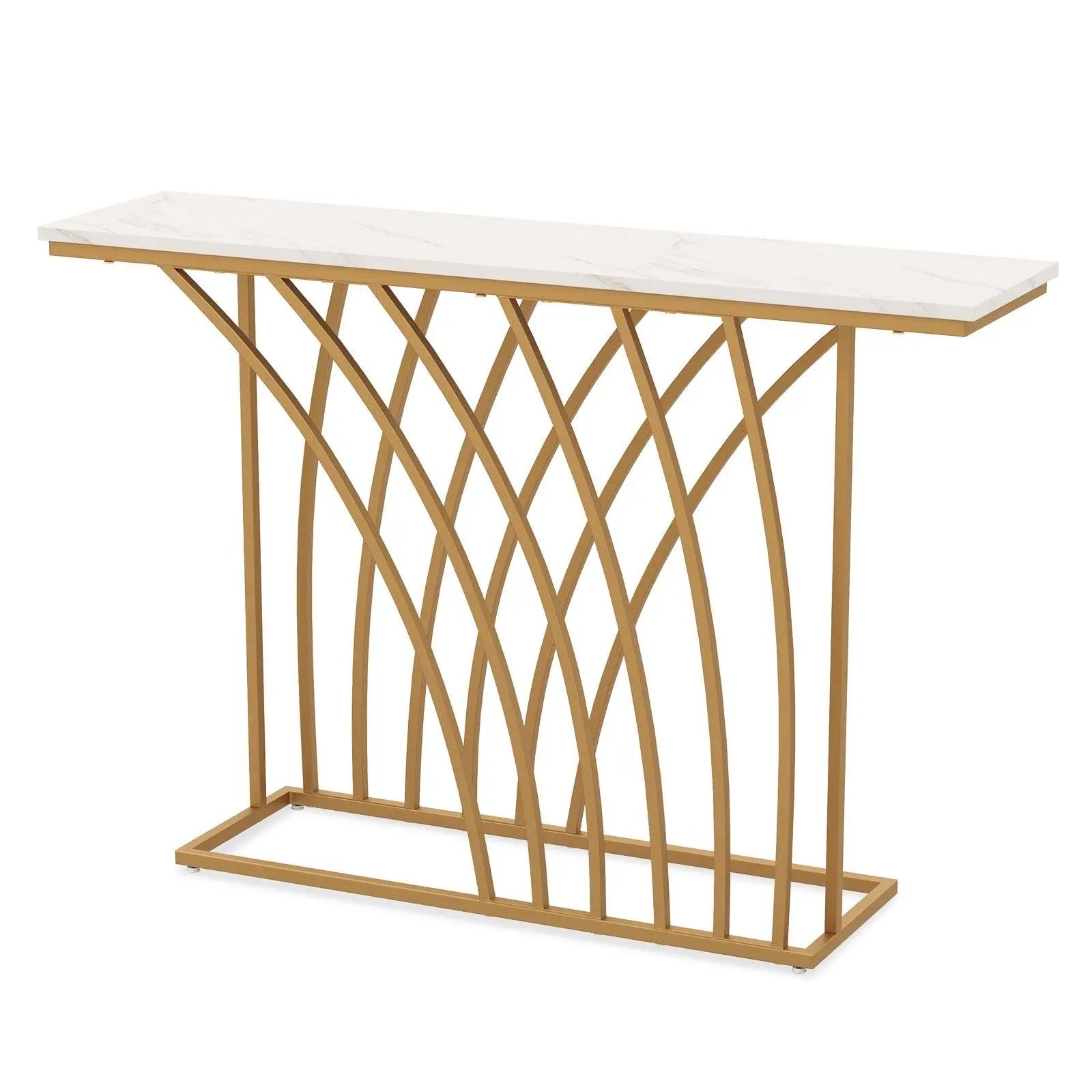 Console Table with Porcelain Top and Metal Frame - Decor Mantra 