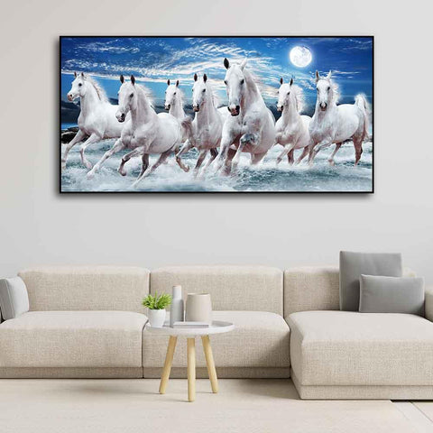 Seven Running Horses Wall Painting in Water - Decor Mantra 
