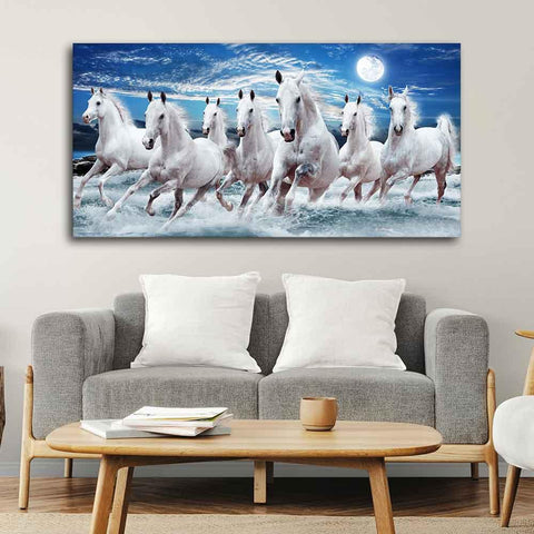Seven Running Horses Wall Painting in Water - Decor Mantra 