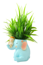 Cute Girl on Elephant Resin Planter Pot 