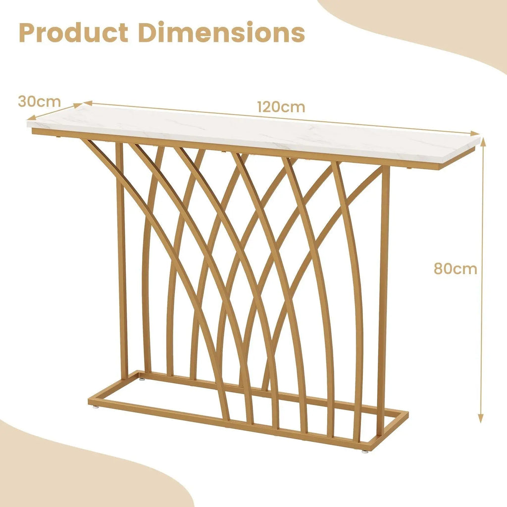 Console Table with Porcelain Top and Metal Frame - Decor Mantra 