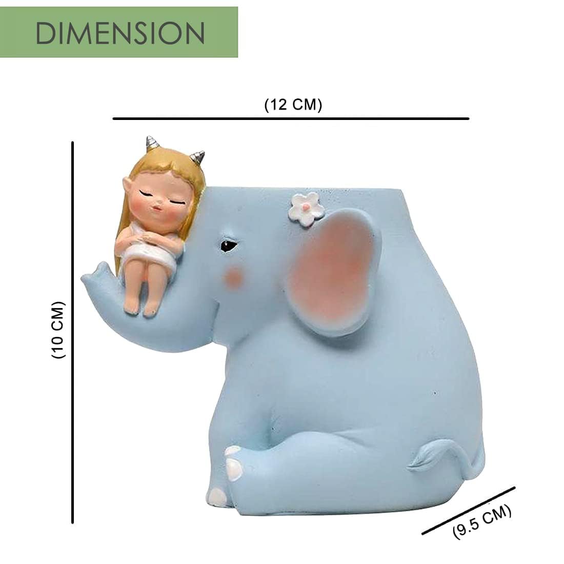 Cute Girl on Elephant Resin Planter Pot 