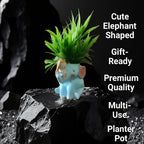 Cute Girl on Elephant Resin Planter Pot 