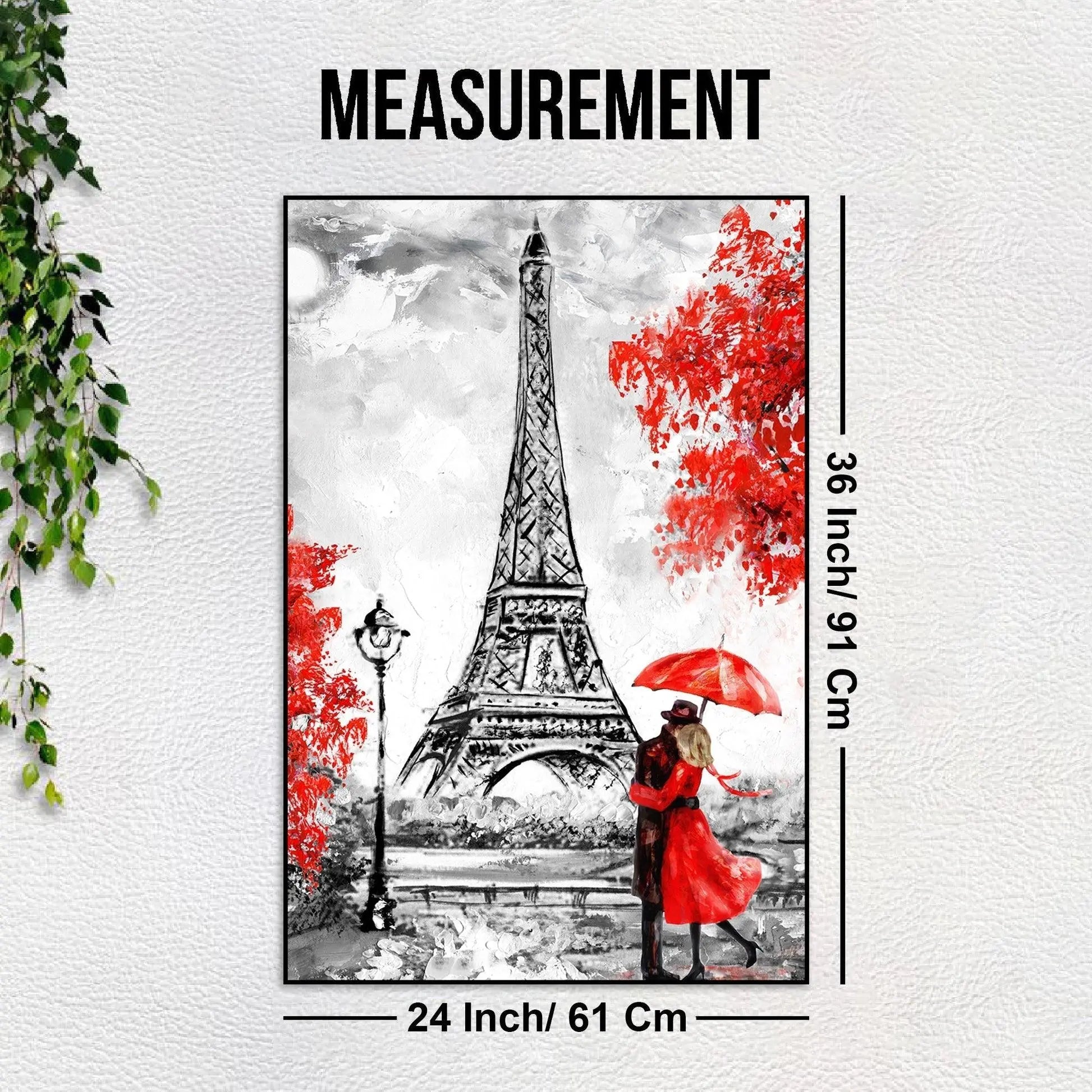 Couple at Eiffel Tower Floating Canvas Wall Painting - Decor Mantra 