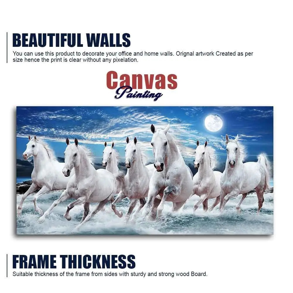 Seven Running Horses Wall Painting in Water - Decor Mantra 