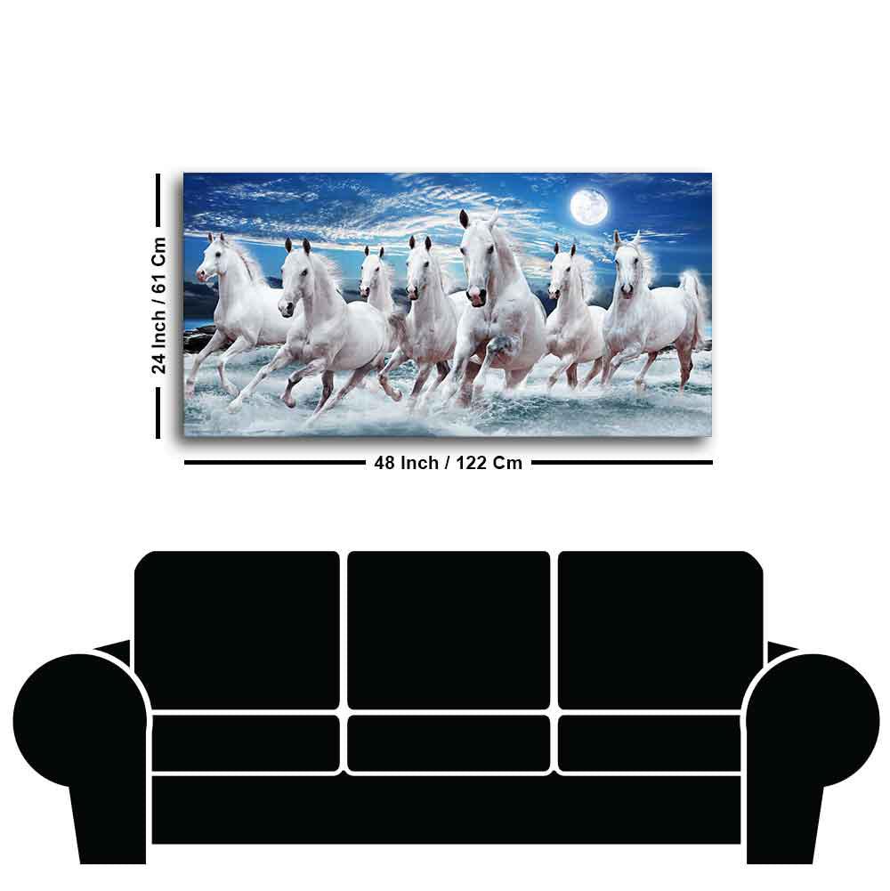 Seven Running Horses Wall Painting in Water - Decor Mantra 