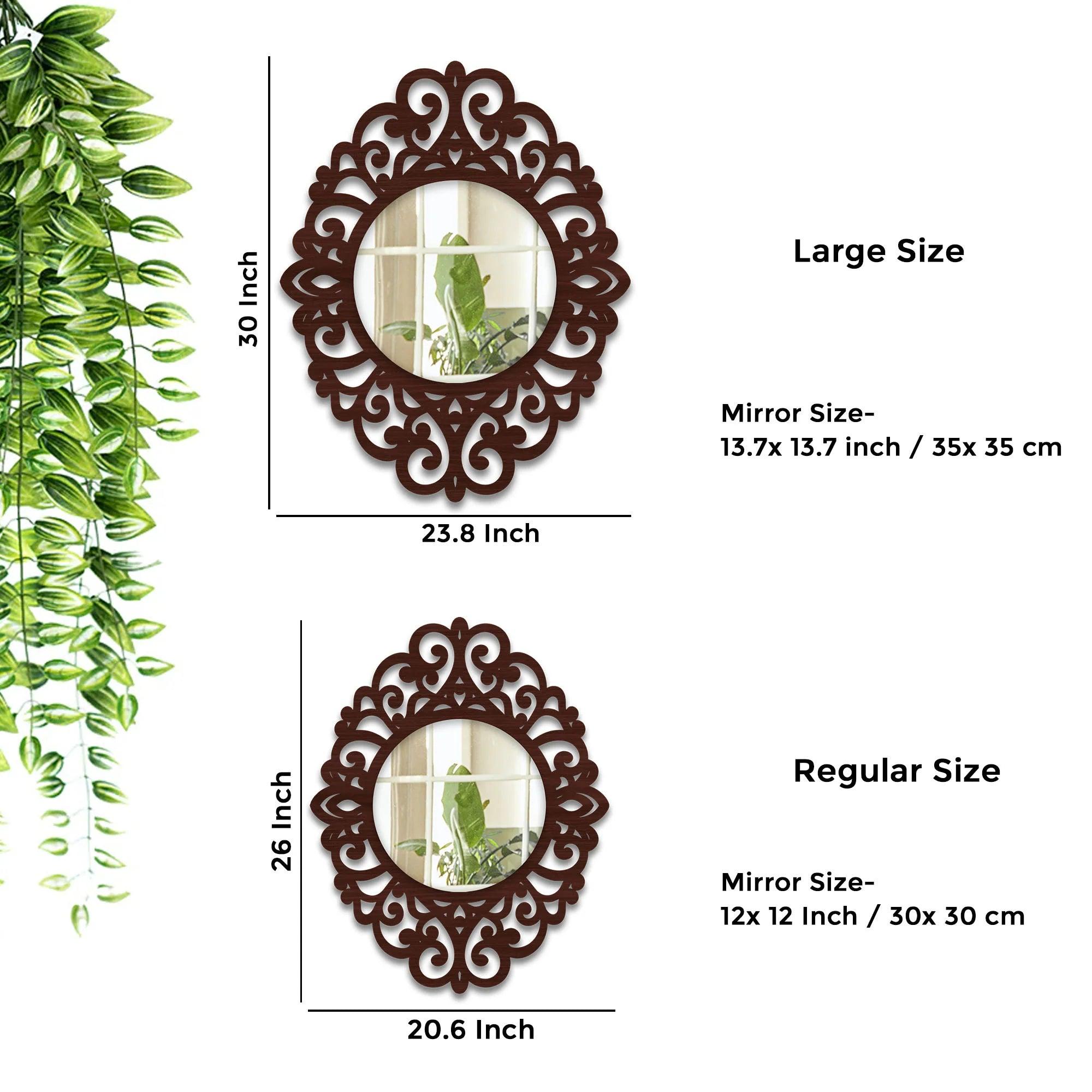 Elegance Beautiful Designer Wooden Frame Wall Mirror - Decor Mantra 