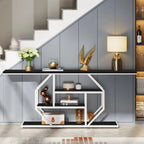 Elegant Look Black White Four Tier Console Table - Decor Mantra 