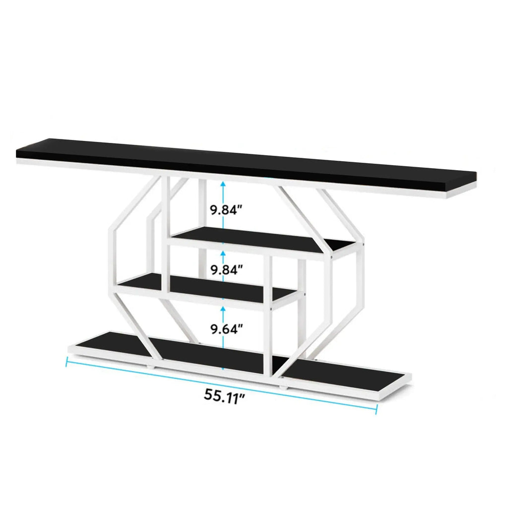 Elegant Look Black White Four Tier Console Table - Decor Mantra 