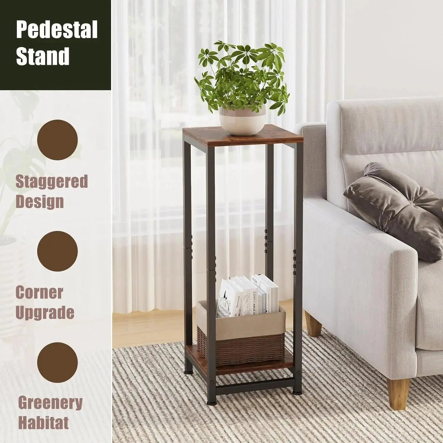 Enchanted Classic Wooden Textured with Metal Finish Side Table - Decor Mantra 