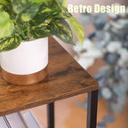 Enchanted Classic Wooden Textured with Metal Finish Side Table - Decor Mantra 