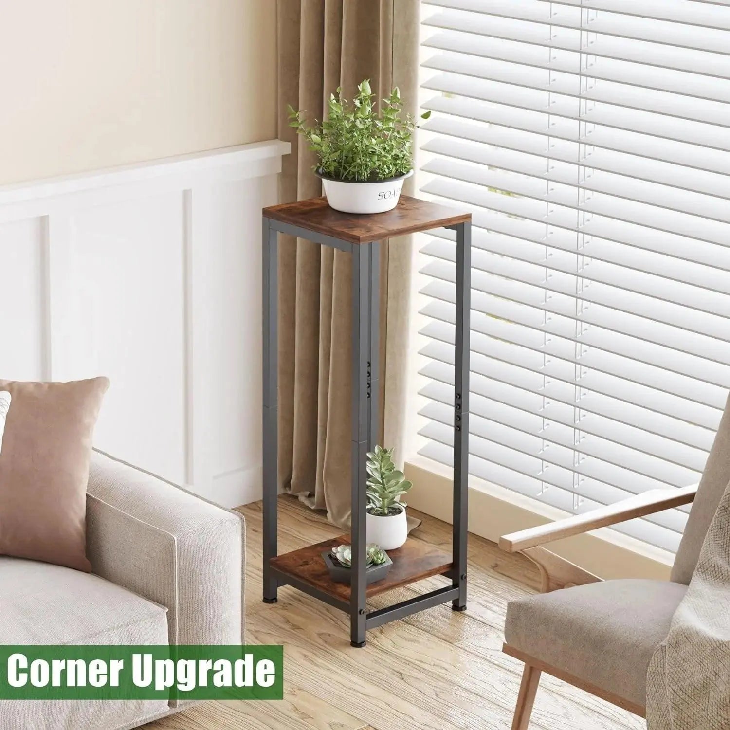Enchanted Classic Wooden Textured with Metal Finish Side Table - Decor Mantra 