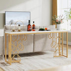 Exquisite Geometric White Faux Marble Robust And Enduring Frame Console Table - Decor Mantra 