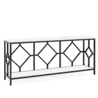 Extra Long White Black Durable Marble 2 Tier Console Table - Decor Mantra 
