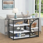 Five-Tier White Marble Black Console Table - Decor Mantra 