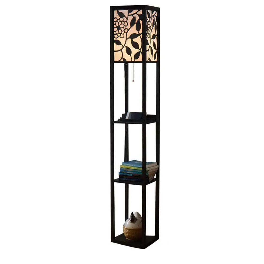 Modern Look Wooden Floor Lamp With Shelf For Living Room, Bedroom - Decor Mantra 