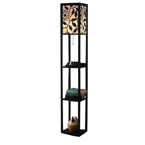 Modern Look Wooden Floor Lamp With Shelf For Living Room, Bedroom - Decor Mantra 