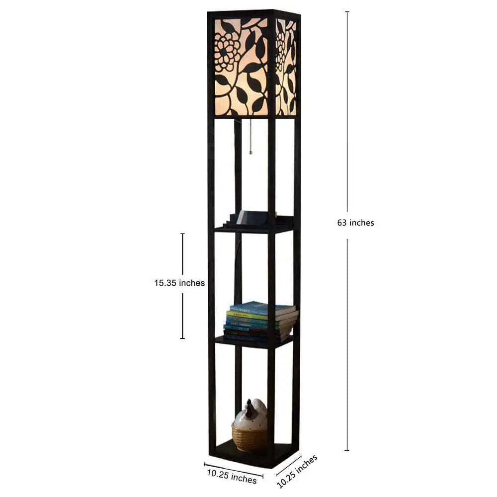 Modern Look Wooden Floor Lamp With Shelf For Living Room, Bedroom - Decor Mantra 
