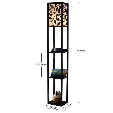 Modern Look Wooden Floor Lamp With Shelf For Living Room, Bedroom - Decor Mantra 