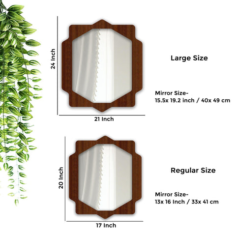 Geometrical Hexagon Shape Decorative Wooden Wall Mirror - Decor Mantra 