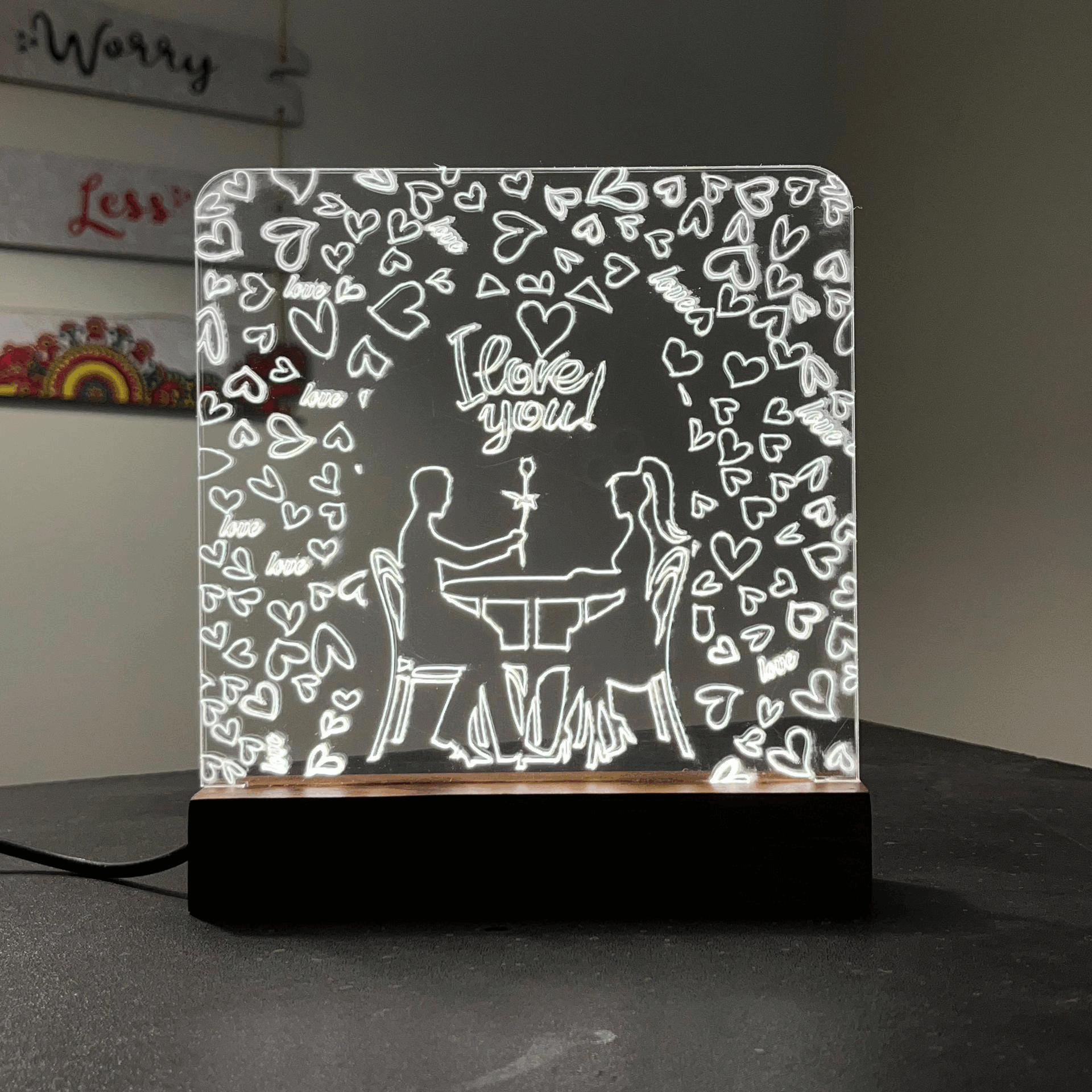 Love Couple acrylic 3D lamp Acrylic Night Lamp For Home/Bedroom/Gift - Harshita Craft
