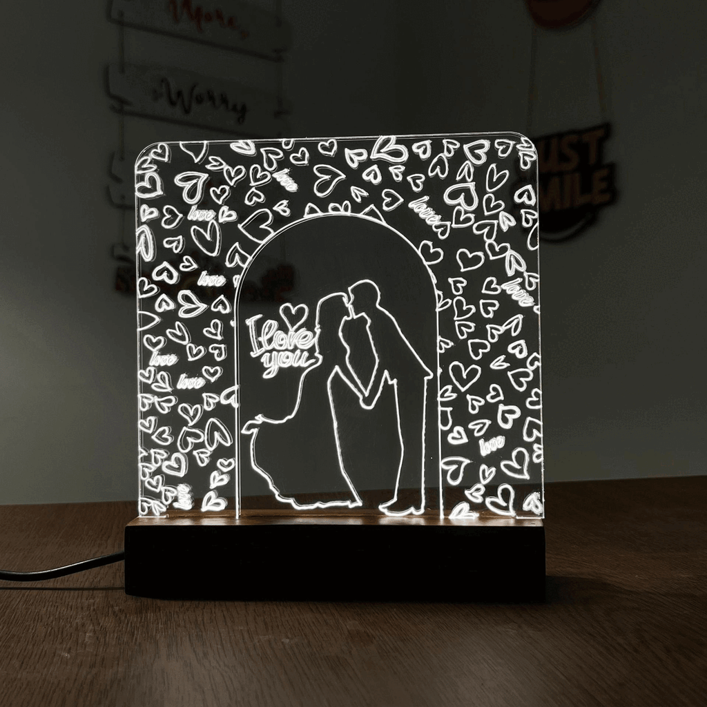 Love Couple Acrylic Night Lamp For Home/Bedroom/Gift - Harshita Craft