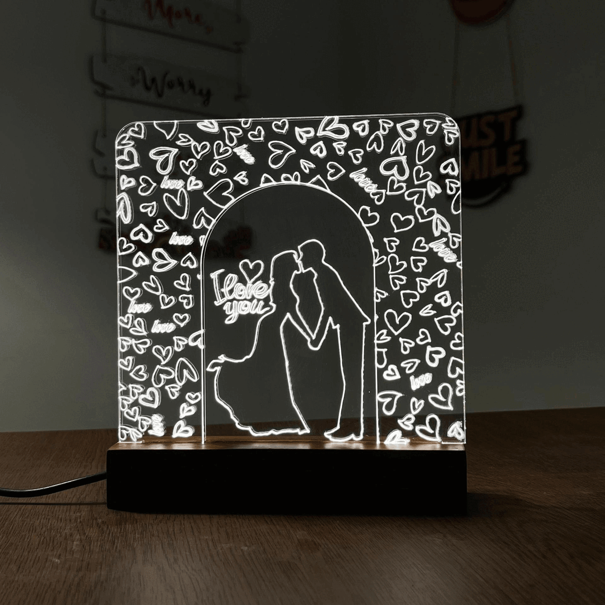 Love Couple Acrylic Night Lamp For Home/Bedroom/Gift