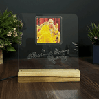 Guru JI Acrylic Photo Frame with Wooden LED Base – Personalized Gift Decor - Harshita Craft