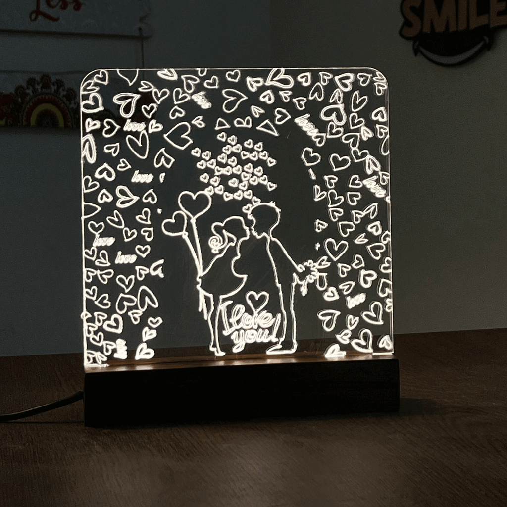 Love Couple acrylic 3D lamp Acrylic Night Lamp For Home/Bedroom/Gift - Harshita Craft