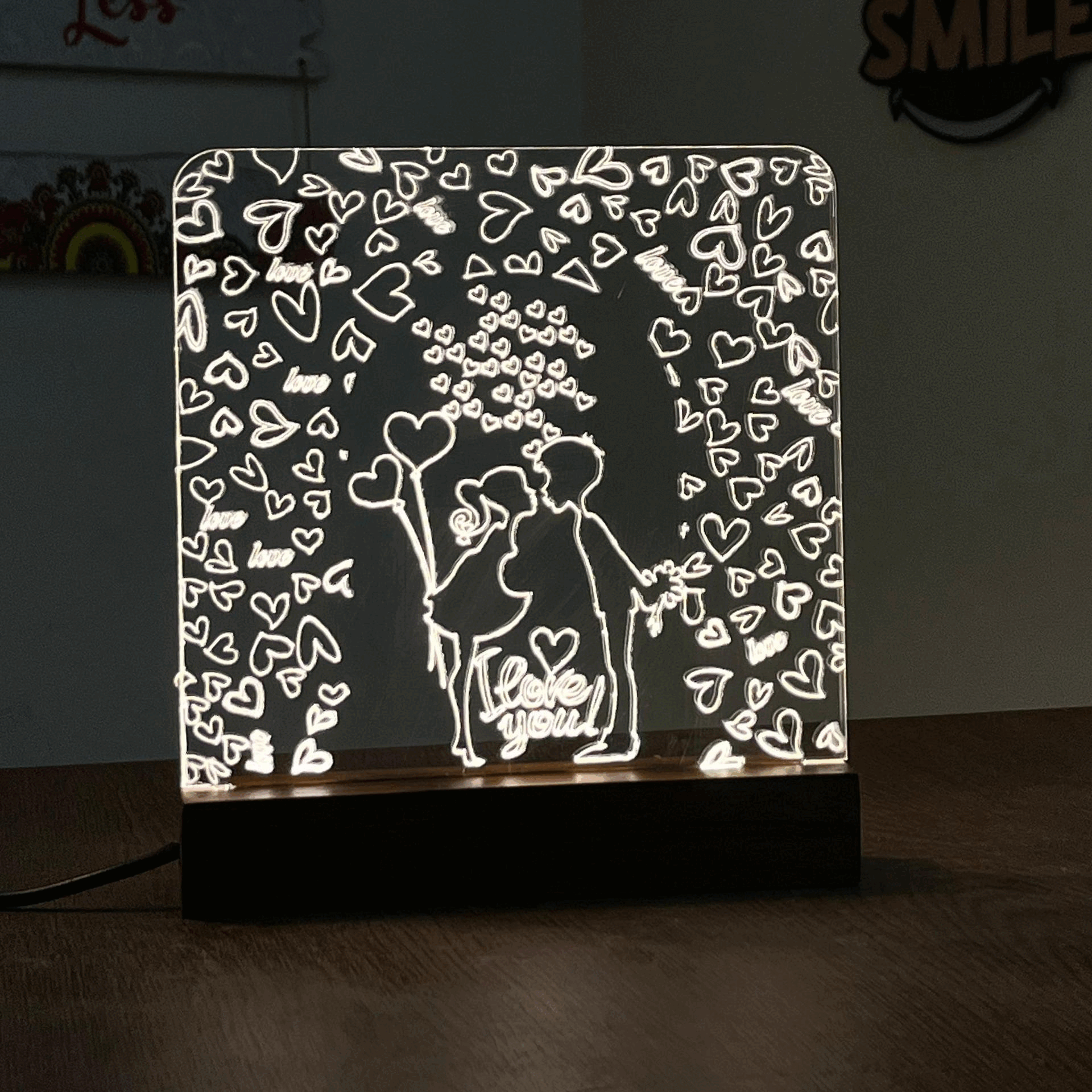 Love Couple acrylic 3D lamp Acrylic Night Lamp For Home/Bedroom/Gift - Harshita Craft