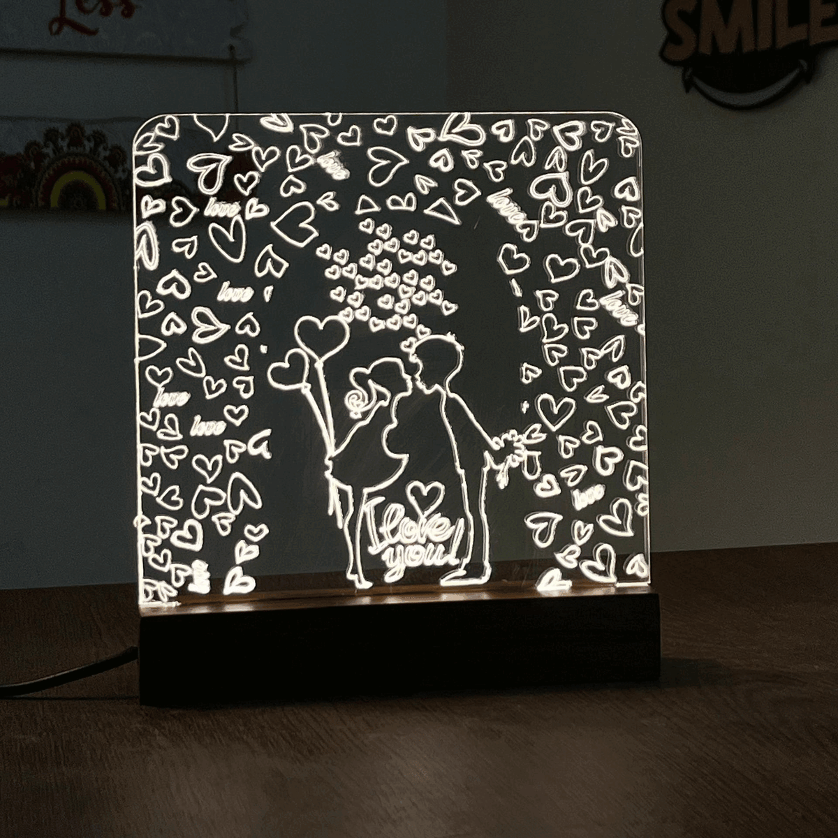 Love Couple acrylic 3D lamp Acrylic Night Lamp For Home/Bedroom/Gift