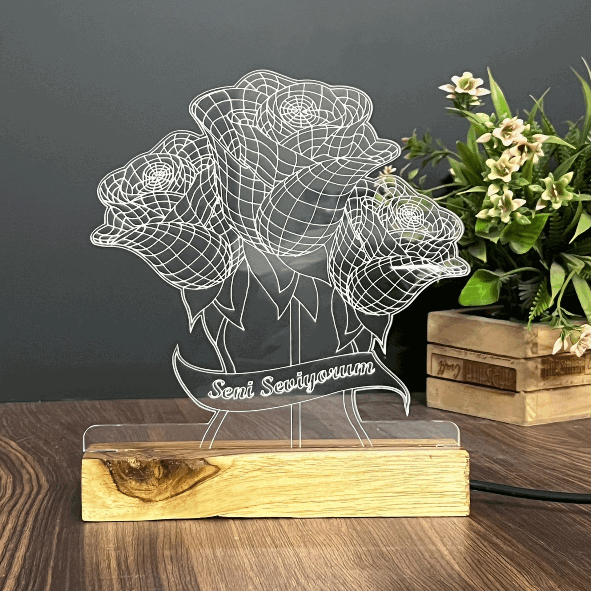 Gifts Personalized 3D Illusion LED Table Lamp Gift for Anniversary, Couples, Night Lamp - Harshita Craft