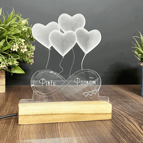 3D Custom Name  Acrylic  Night Lamp – Acrylic LED Light with Wooden Base