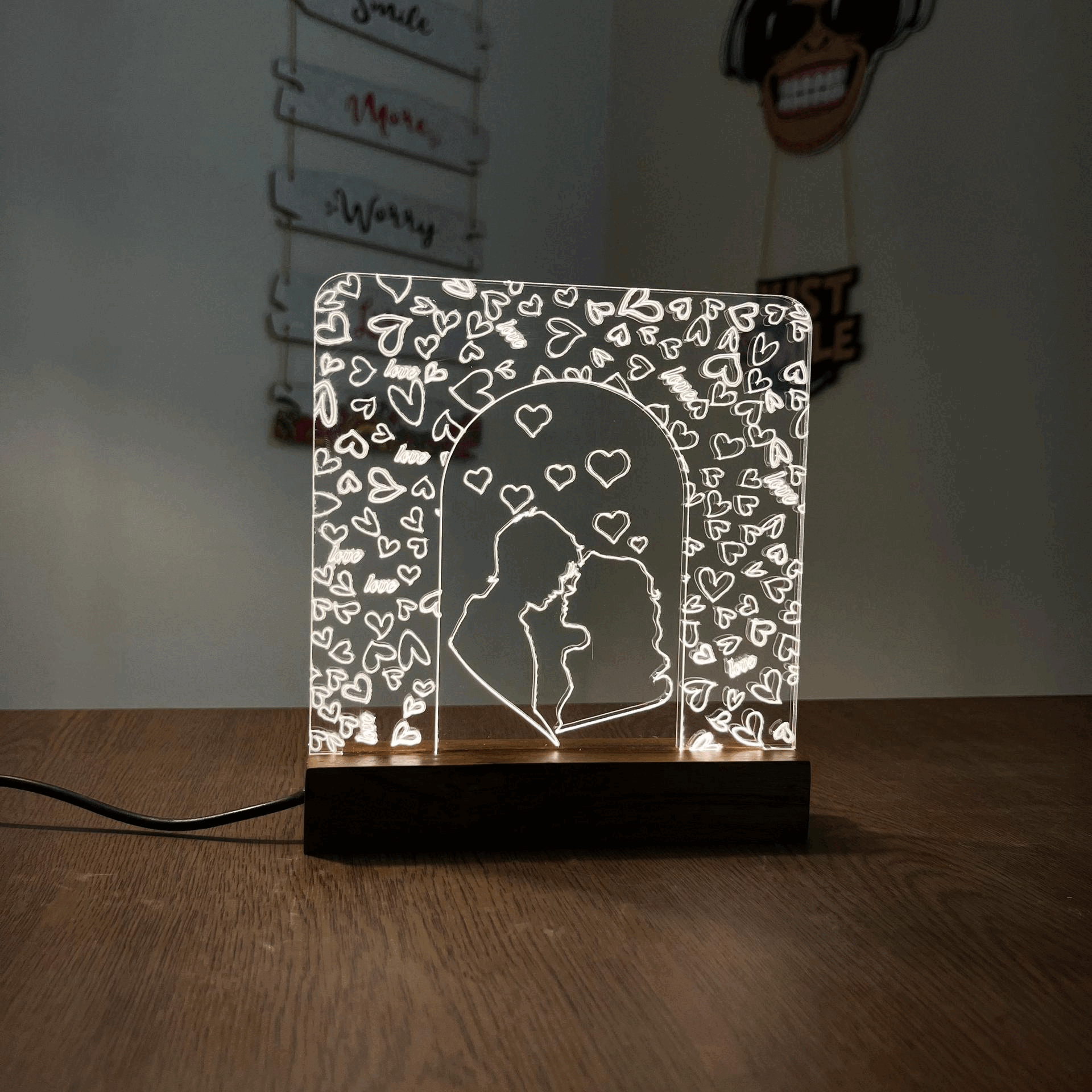Couple acrylic 3D lamp Acrylic Night Lamp For Home/Bedroom/Gift - Harshita Craft
