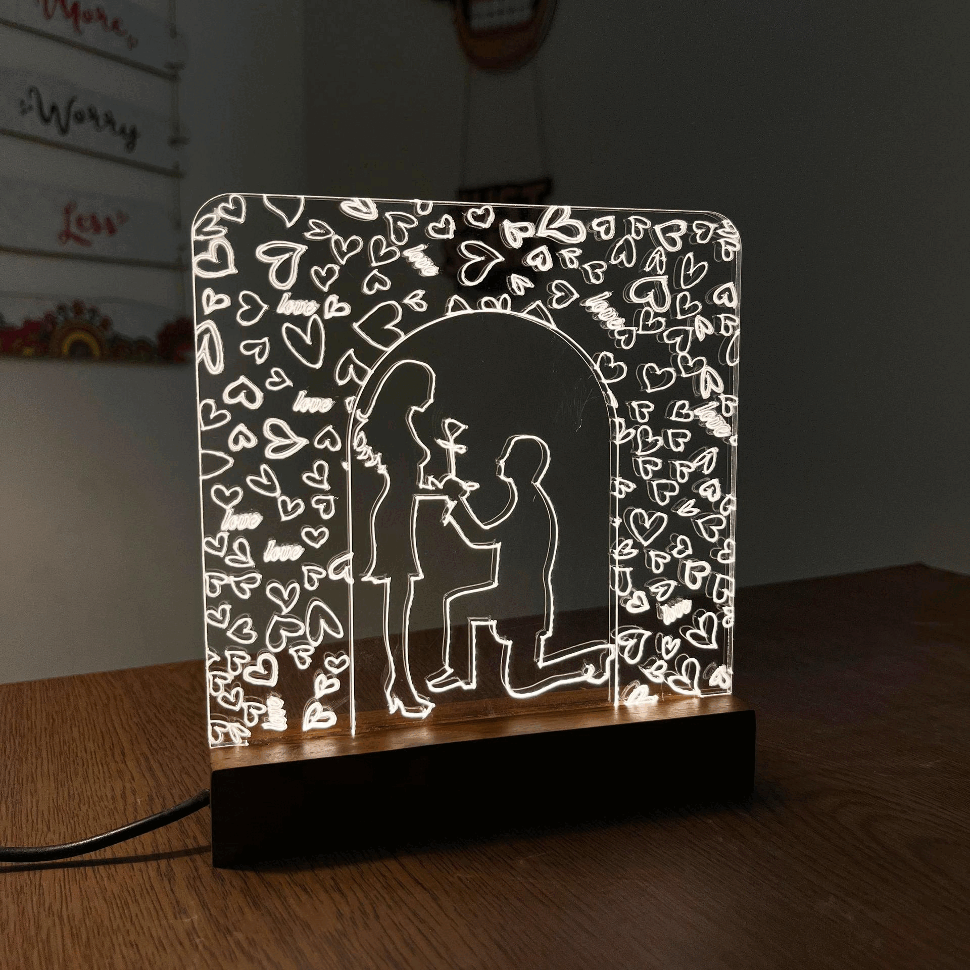 Couple Love Acrylic Night Lamp For Home/Bedroom/Gift - Harshita Craft