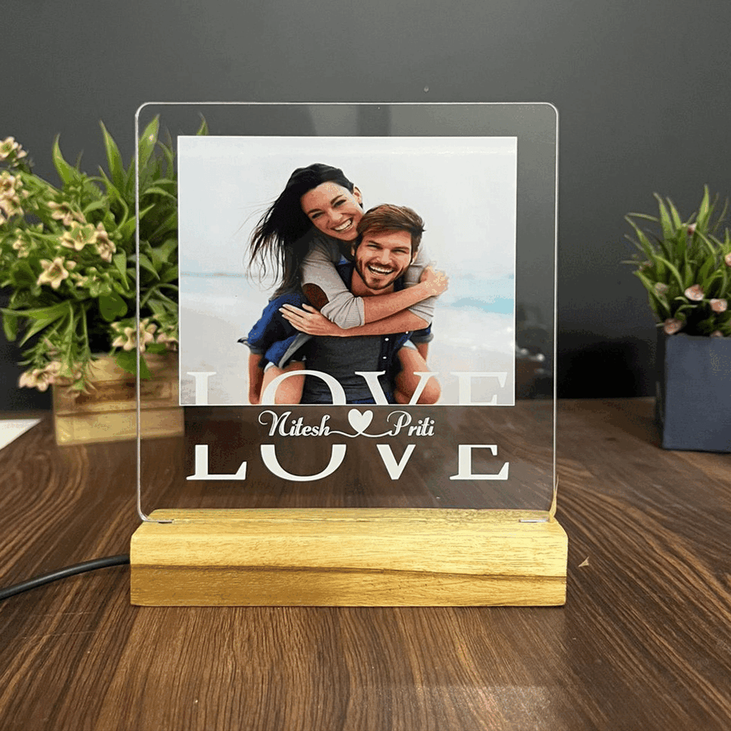 Custom couples photo plaque gift for boyfriend, Personalized cute couples gift, 1 year anniversary gifts for boyfriend and girlfirend - Harshita Craft