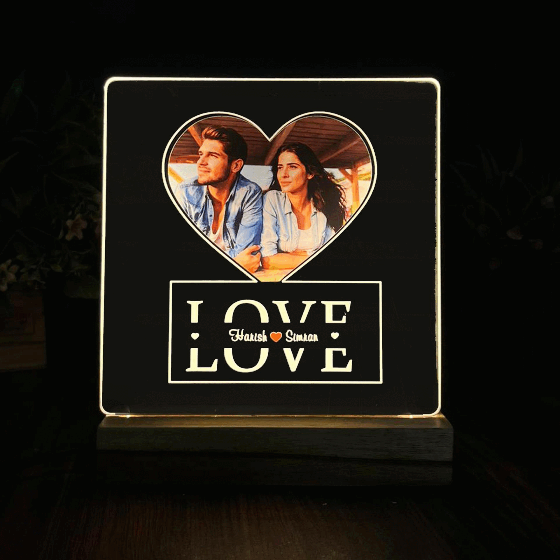 Custom photo night light, personalized Photo Gift, Couple Gift, Gift for Him, Photo Wedding Gift, acrylic lamp with custom photo and name - Harshita Craft