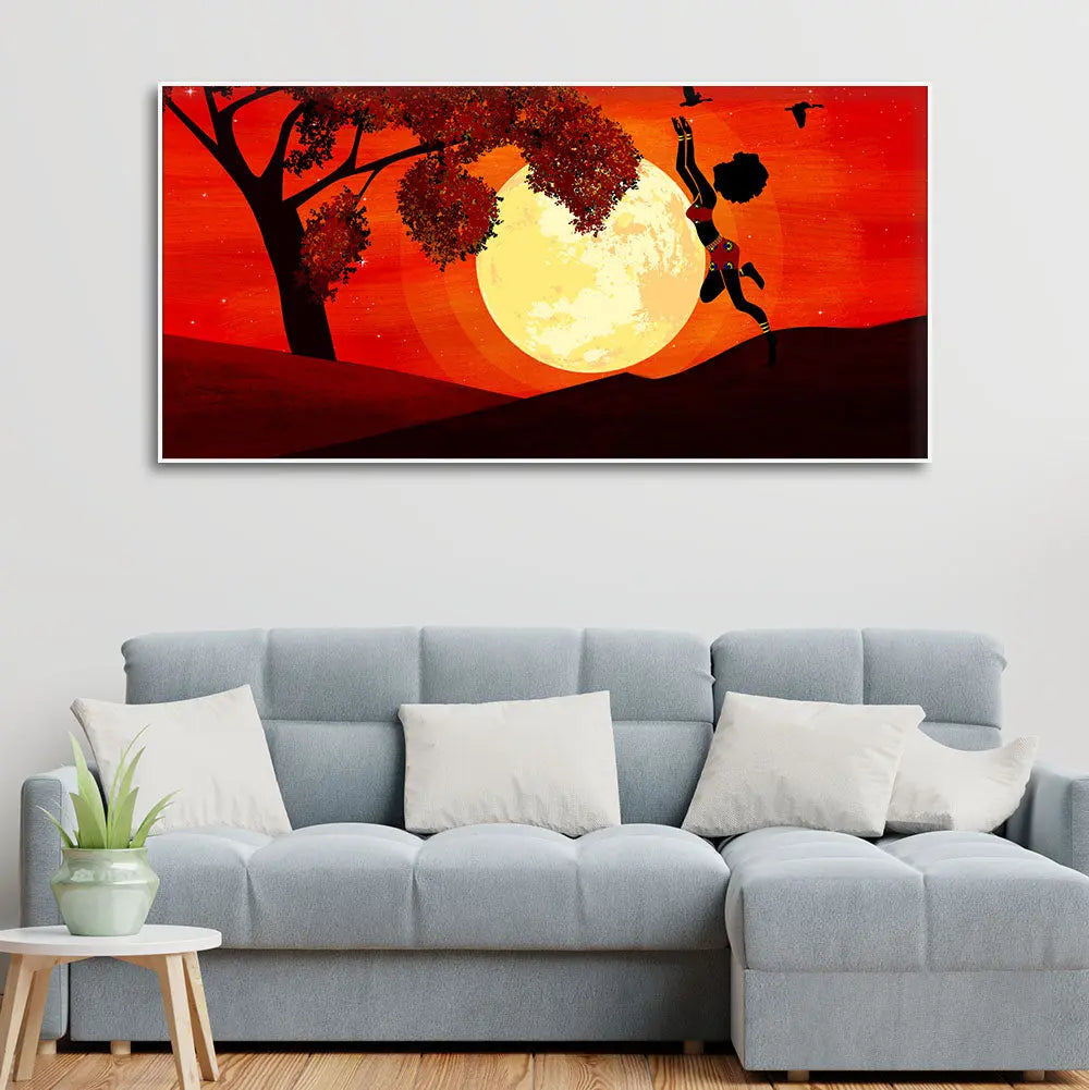 Girl Catching Bird Premium Wall Painting Harshita Crafts