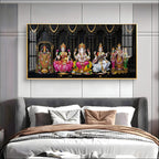 Venkateswara, Lakshmi, Ganesha, Saraswati & Murugan Premium Acrylic Horizontal Wall Art