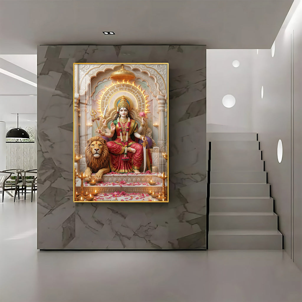Maa Durga Premium Acrylic Vertical Wall Art