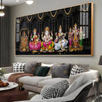 Venkateswara, Lakshmi, Ganesha, Saraswati & Murugan Premium Acrylic Horizontal Wall Art