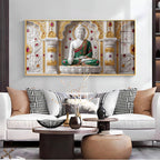 Buddha In Dhyan Mudra Glass Finish Horizontal Wall Art