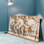 Seven White Horses Vastu Glass Finish Horizontal Wall Art
