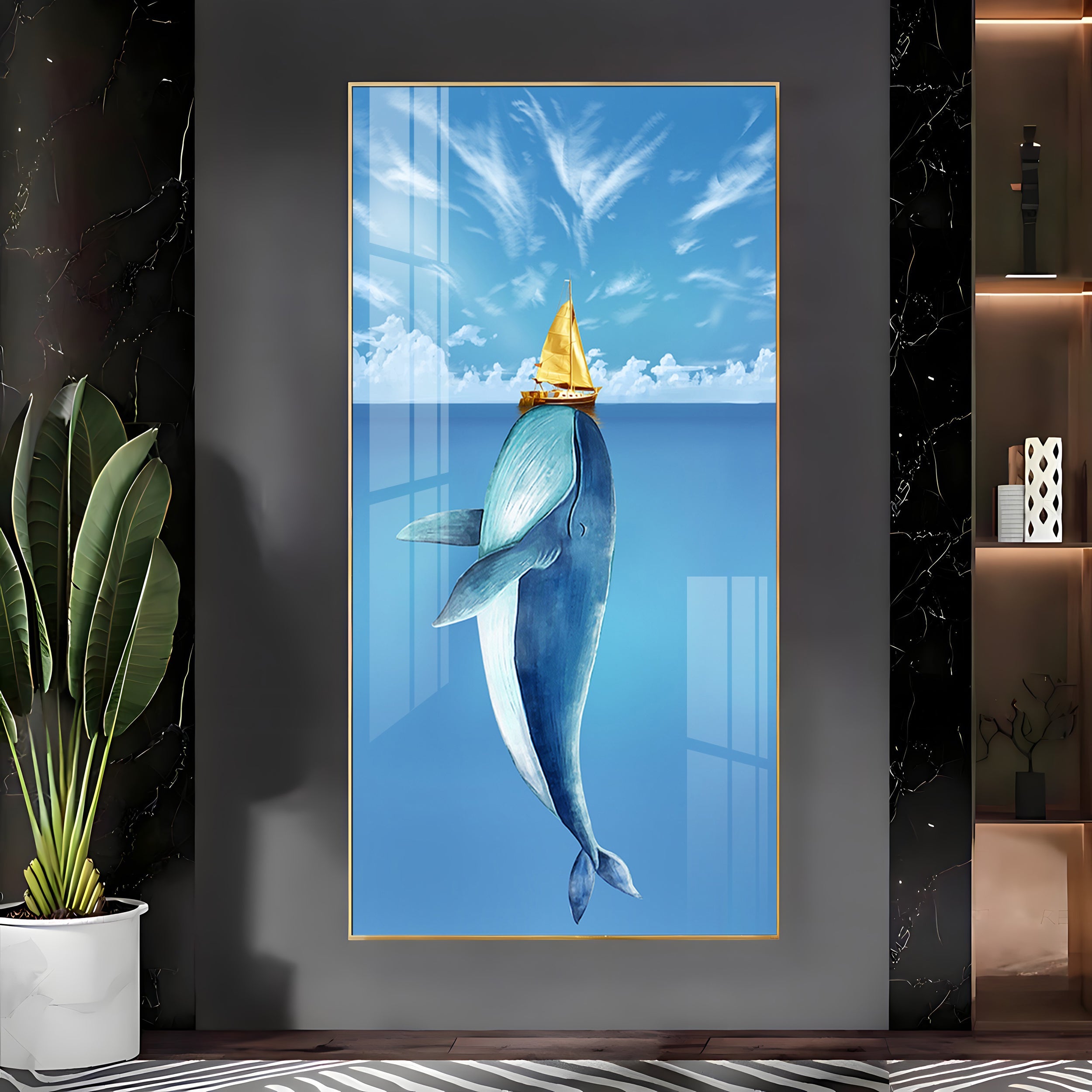 Cartoon Whale Premium Acrylic Vertical Wall Art