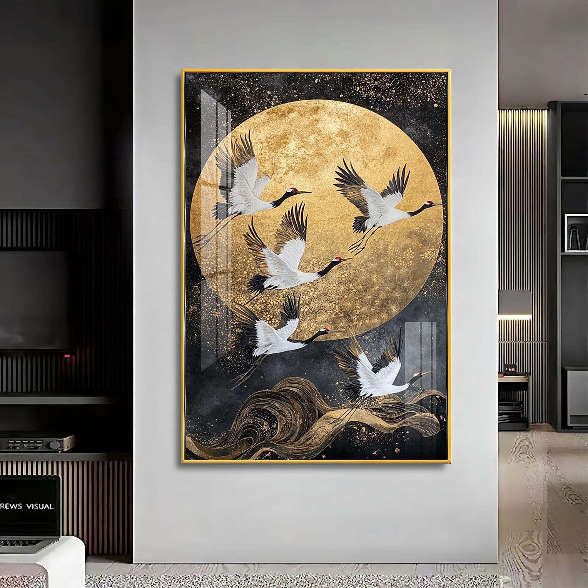 Majestic Cranes Soar Premium Acrylic Vertical Wall Art