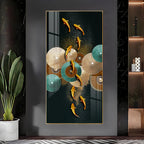Koi Fish & Fan Designs Premium Acrylic Vertical Wall Art