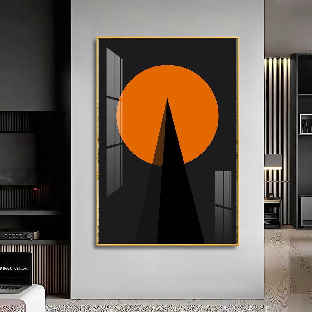 Black Orange Geometry Premium Acrylic Vertical Wall Art